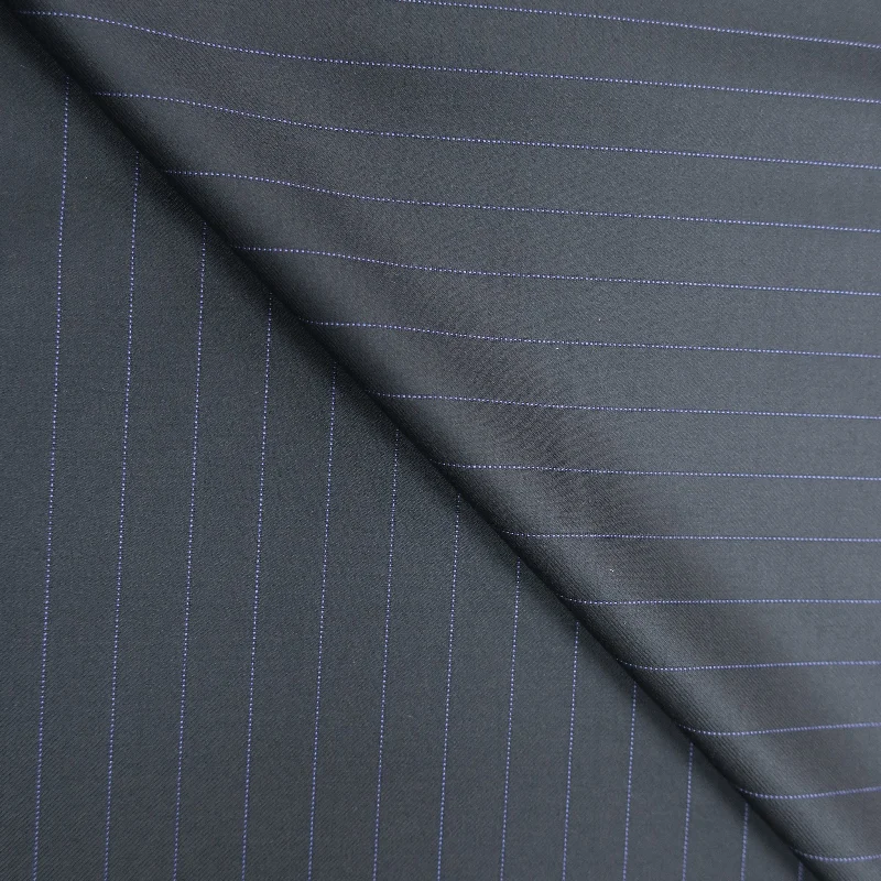 Lowest Prices 4 YDS Midnight Blue and Periwinkle Pinstripe Suitmate Refined Wool Loro Piana Fabric