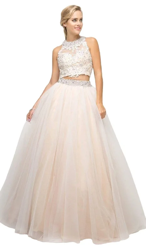 Lowest Prices Cinderella Divine - UM078 Appliqued Crisscross Strapped Two-Piece Gown