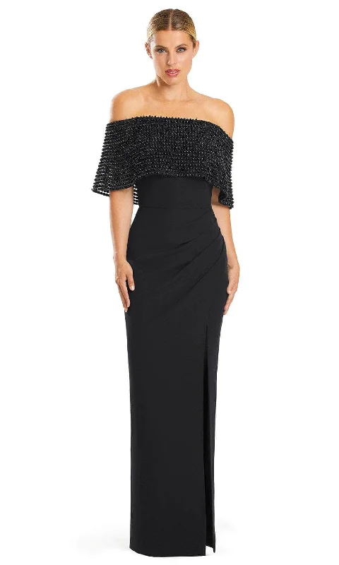 Price Smash Alexander by Daymor 1883F23 - Off-Shoulder Column Evening Gown