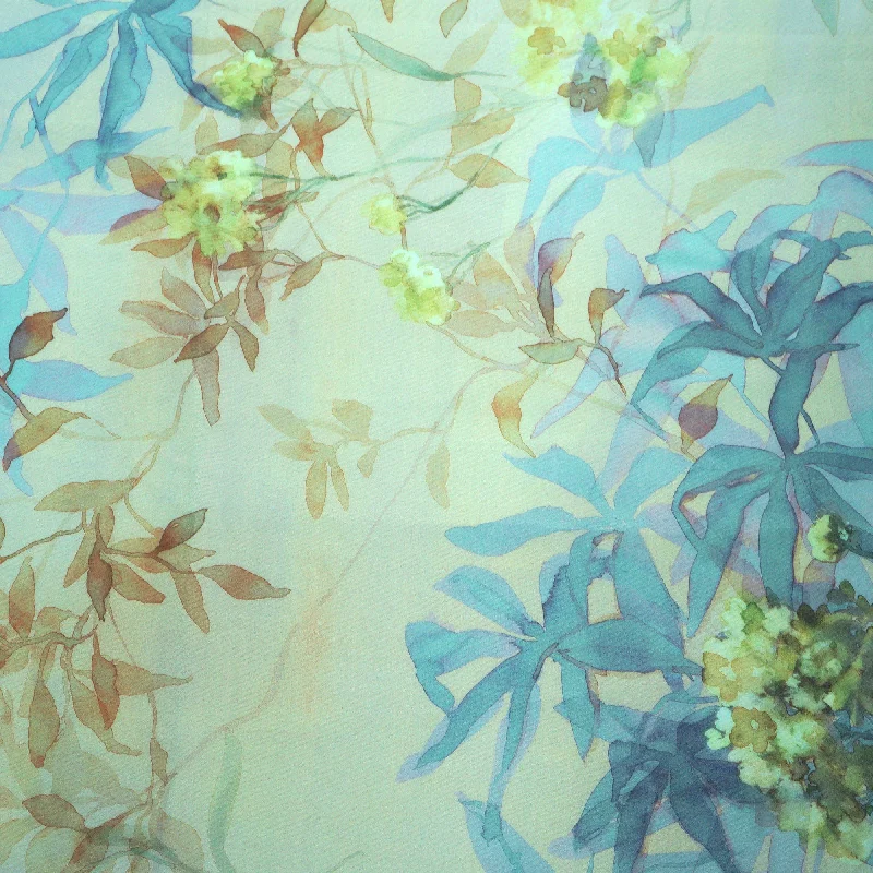 Today Only Multicolored Modern Art Floral Printed Silk Chiffon Fabric