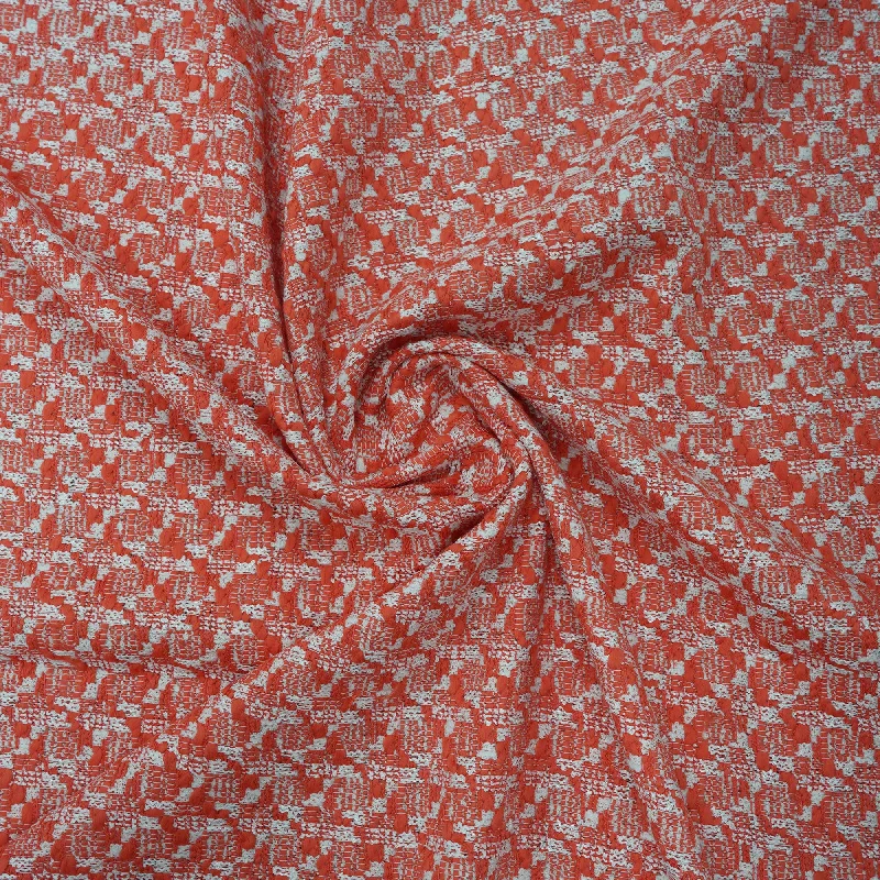 Today's Special Orange Abstract Texture Threaded Tweed Boucle