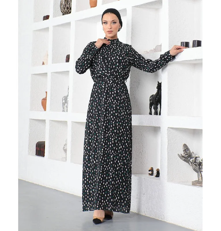 Early Bird Discount Modern Muslim Women’s Abstract Dotted Dress - 70118 Creme & Green Early Bird Discount Modern Muslim Women’s Abstract Dotted Dress - 70118 Creme & Green