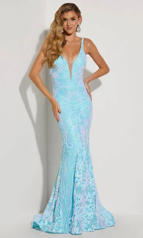 Price Cut Jasz Couture 7432 -Sleeveless Deep V-Neck Prom Dress