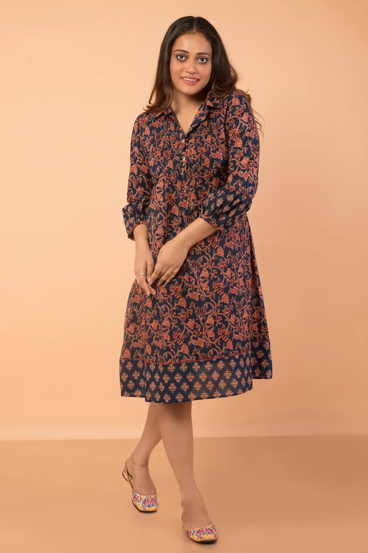 Daily Specials Prussian Blue a-line Cut Pintucked Dress