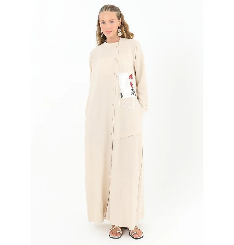 Price Rollback Modern Muslim Women's Sporty Bomber Dress - 12533 Beige