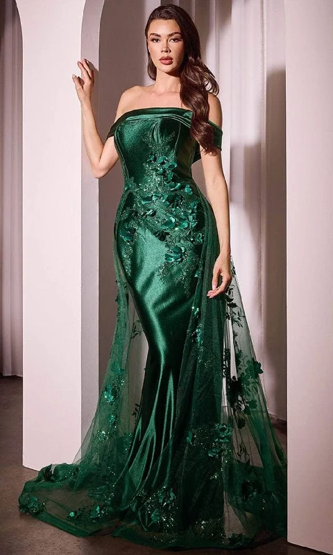 Shop and Save Ladivine J876 - Floral Off-Shoulder Evening Dress