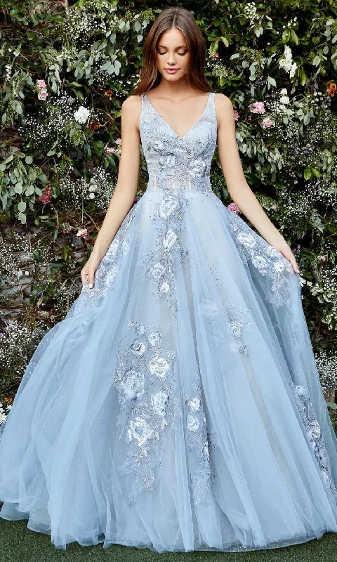 Year-End Sale Andrea and Leo - A0893 Floral Embroidered Simple Prom Gown