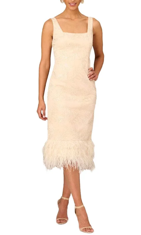Extra Savings Aidan Mattox MD1E207643 - Square Feather Trim Evening Dress