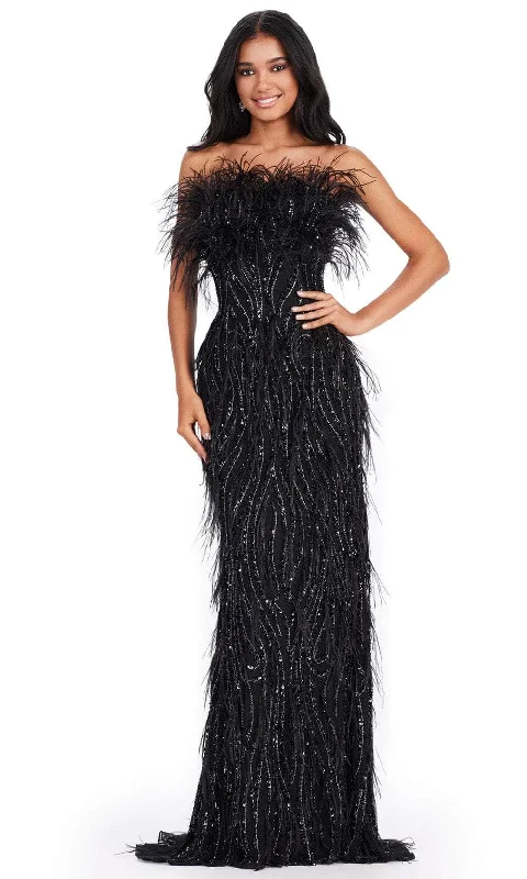 Bargain Bin Ashley Lauren 11453 - Feather Sheath Prom Dress
