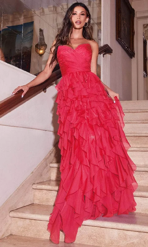 Act Now Ladivine CZ0027 - Ruffled A-Line Evening Dress