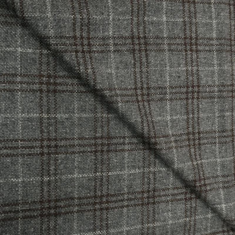 Buy Now 2.40 YDS Slate Gray and Brown Prince Of Wales 100% Cashmere Loro Piana Fabric