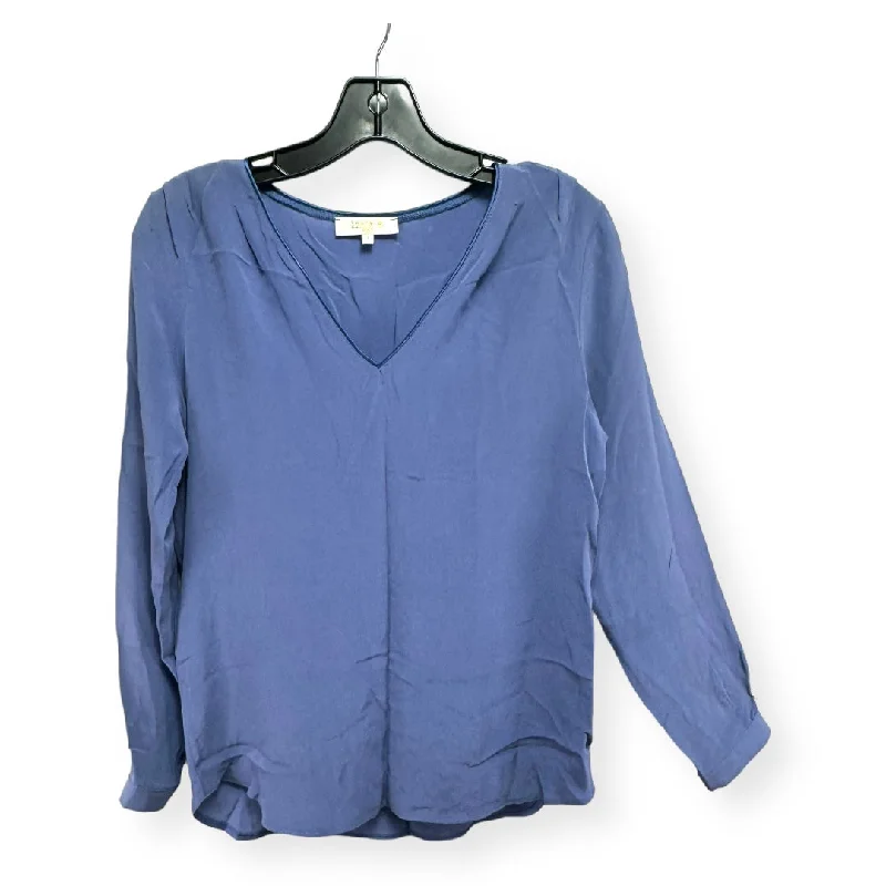 Price Slash 100% Silk Blue Blouse Long Sleeve Lenny B., Size S