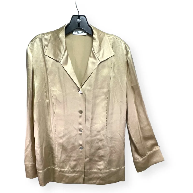 Instant Discount 100% Silk Gold Top Long Sleeve Lorella Braglia, Size L