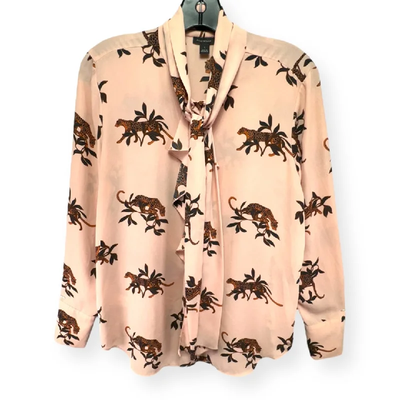 Act Now Animal Print Top Long Sleeve Ann Taylor, Size S