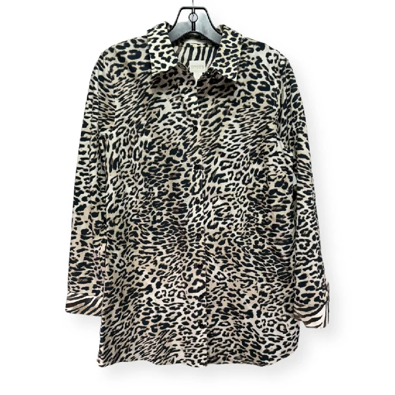 Get It Before It’s Gone Animal Print Tunic Long Sleeve Chicos, Size 4
