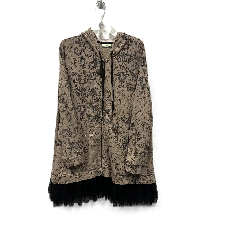Sale Event Athletic Top Long Sleeve Hoodie By Logo In Brown, Size: 2x