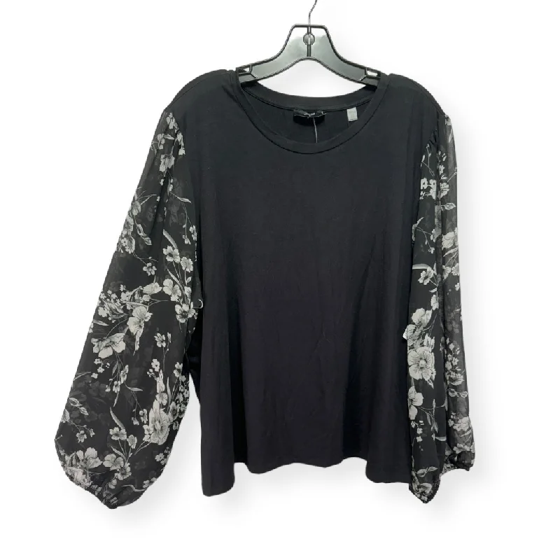 Deep Discounts Black Top Long Sleeve T Tahari, Size 3x