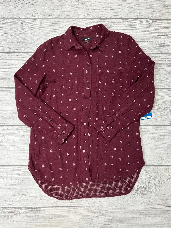 Deal Alert Blouse Long Sleeve By Madewell In Maroon, Size: Xs
