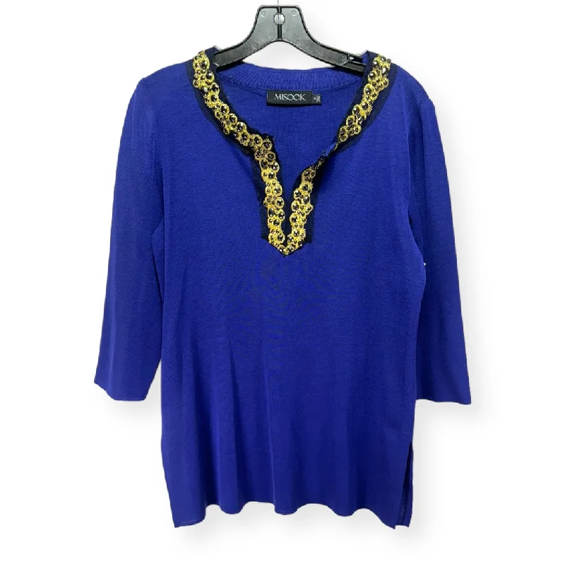 Instant Savings Blue Tunic Long Sleeve Misook, Size M