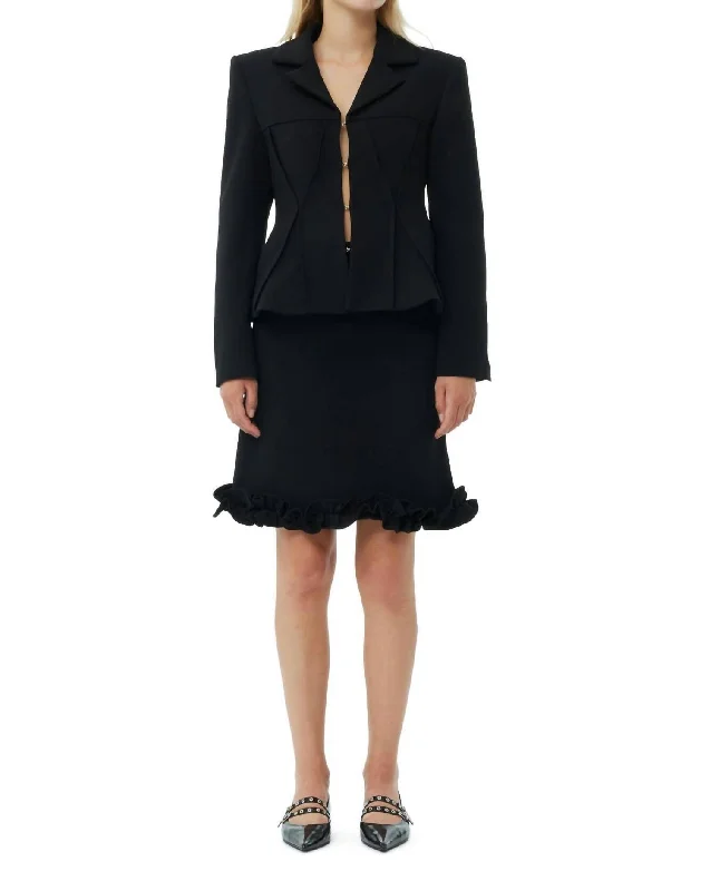 Limited Stock Bonded Crepe Fitted Blazer In Black