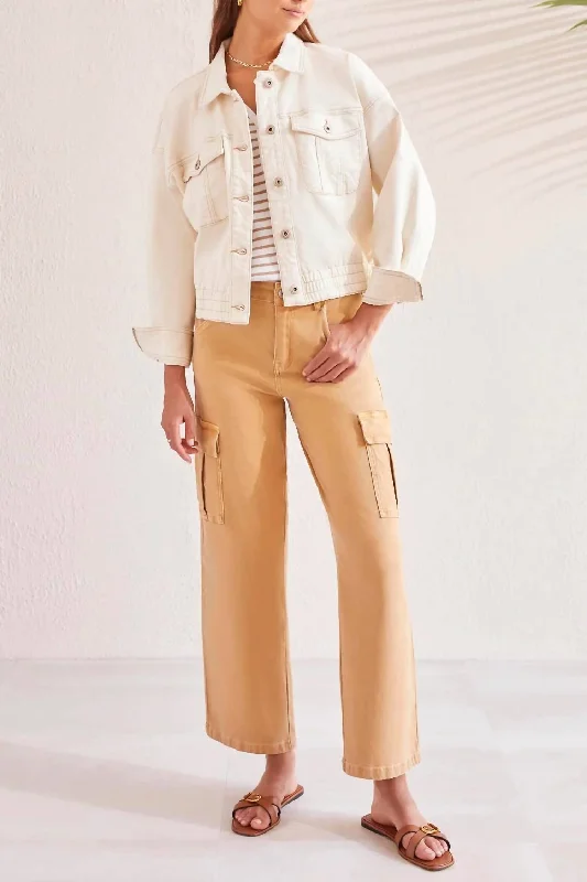 Mega Deal Casual Jacket With Elastic Waist In Ecru