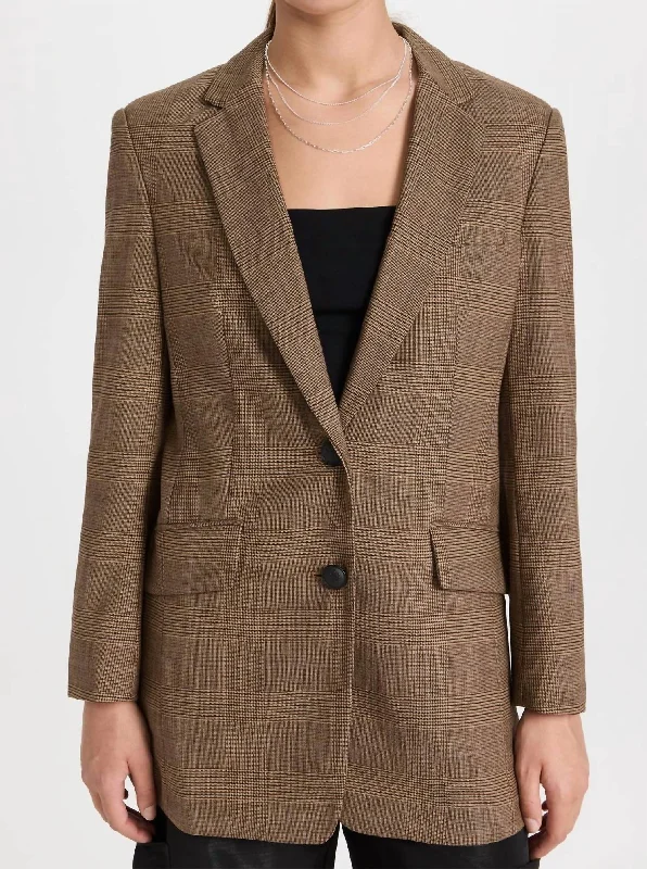 Deal Frenzy Charles Boyfriend Blazer In Beige Plaid