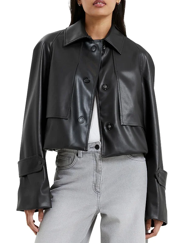 Price Drop Alert Corlenda Womens Faux leather Short Shirt Jacket