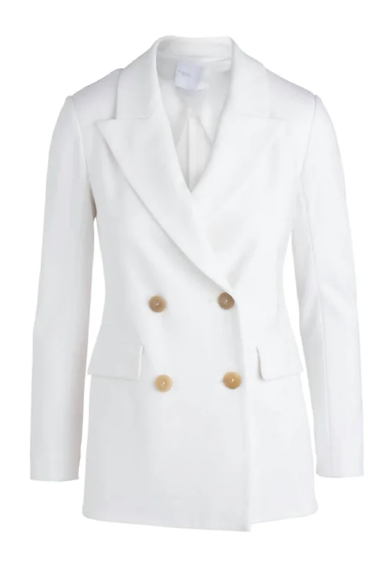 Super Sale Double Breasted Peak Lapel Jacket In White