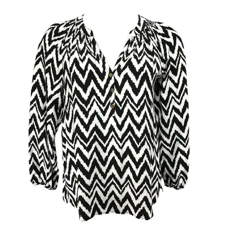 Value Deals Elsa Top in Get Your Chev On Black & White Silk Lilly Pulitzer, Size L