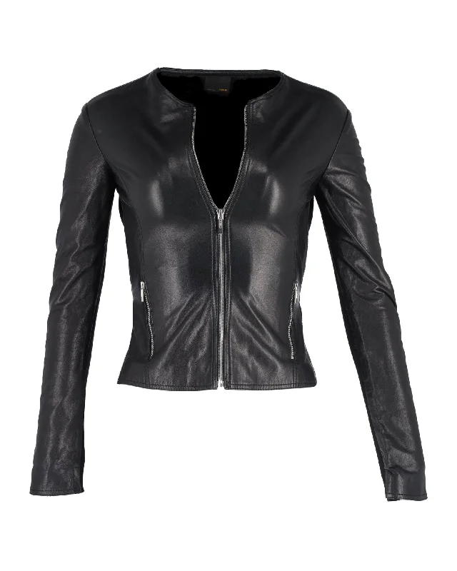 Limited Availability Fendi Biker Jacket in Black Leather