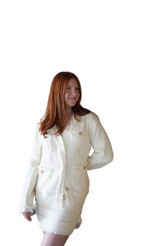 Daily Deals French Chic Tweed Jacket In White