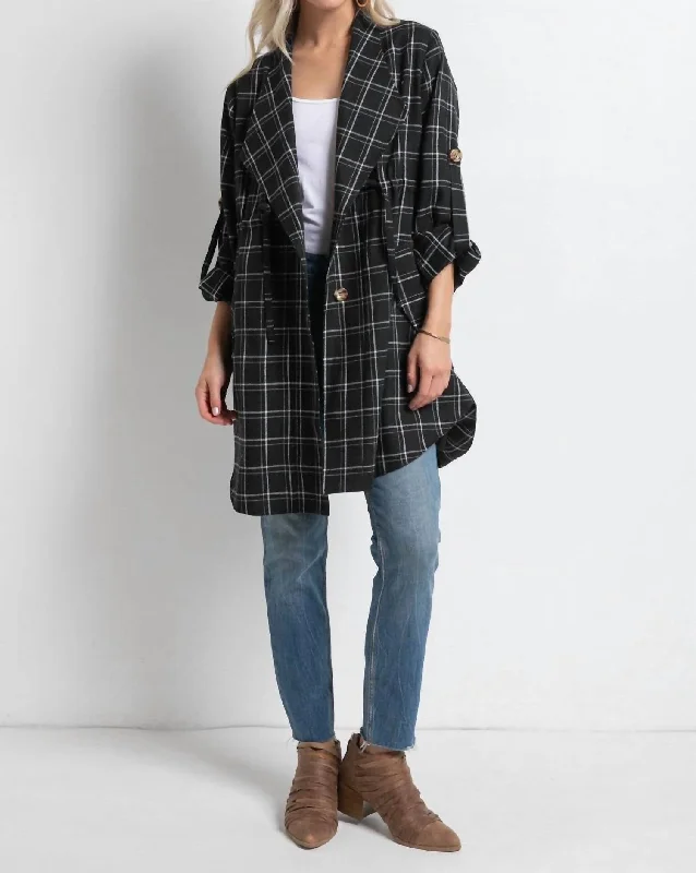 Referral Discount Harper Plaid Layering Jacket In Black