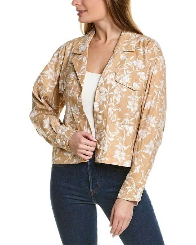 Great Bargains Jessie Printed Linen Shirt Jacket In Beige Floral