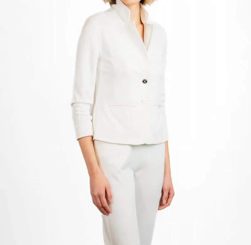 While Supplies Last Knit Pique Blazer In White