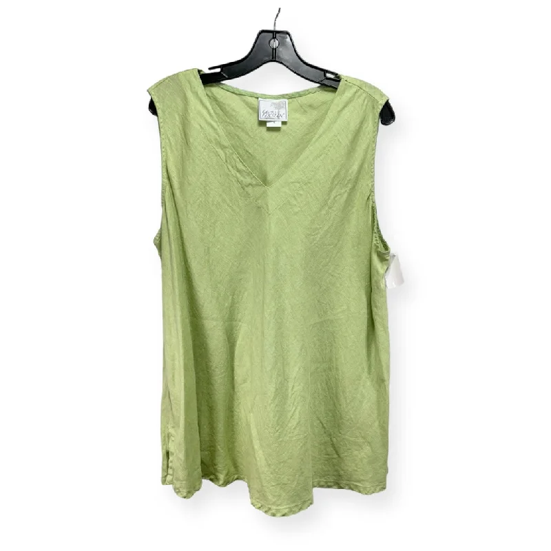 Super Bargain Linen Green Tunic Sleeveless La Fixsun, Size M