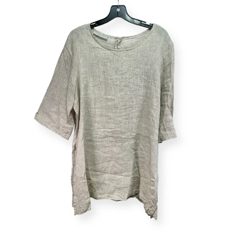 Stock Clearance Linen Taupe Top 3/4 Sleeve Bryn Walker, Size M