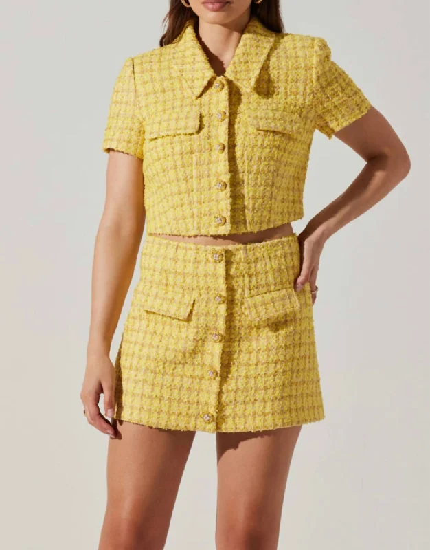 Last Chance Mavey Tweed Jacket In Yellow