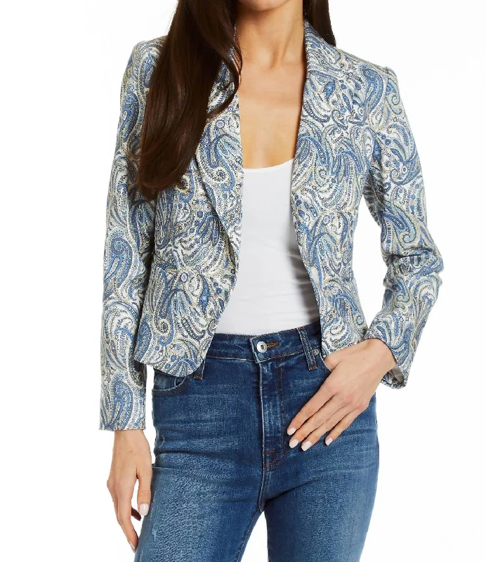 Discount Mania Milo Paisley Blazer In Bluebird