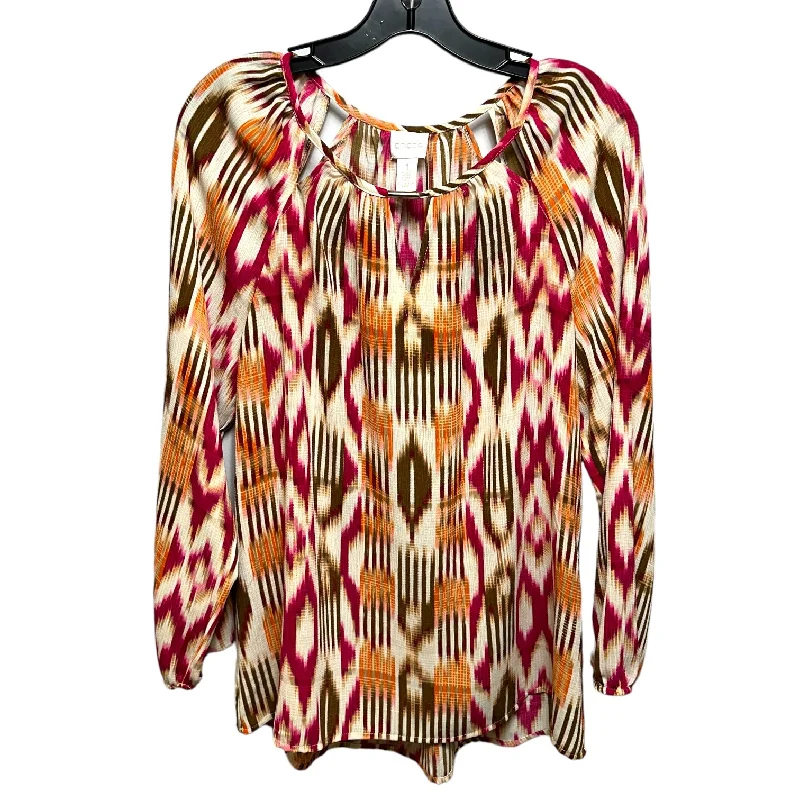 Super Bargain Multi-colored Top Long Sleeve Chicos, Size 8