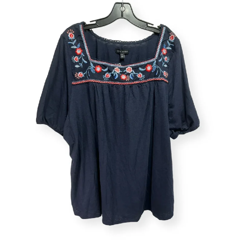Don't Wait Navy Top Short Sleeve Lane Bryant, Size 2x