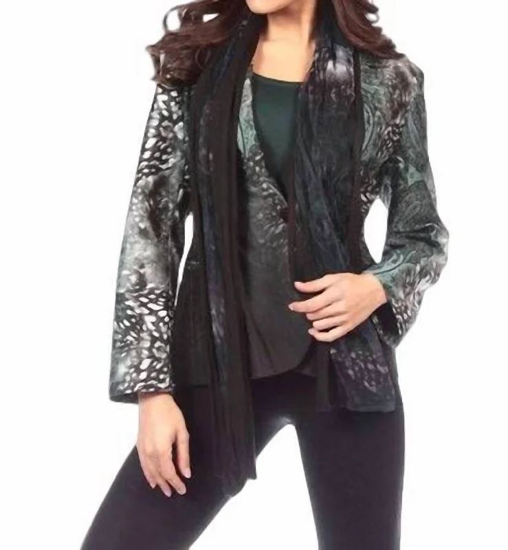 Price Break Paisley One-Button Blazer In Green Multi