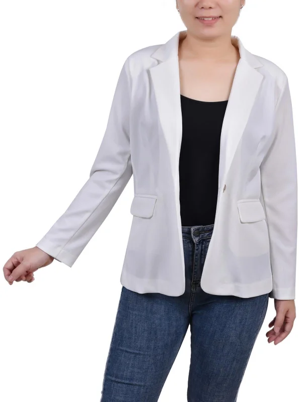 Instant Discount Petites Womens Collar Polyester One-Button Blazer