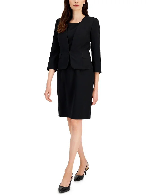 Big Discounts Petites Womens Crepe Crop Open-Front Blazer