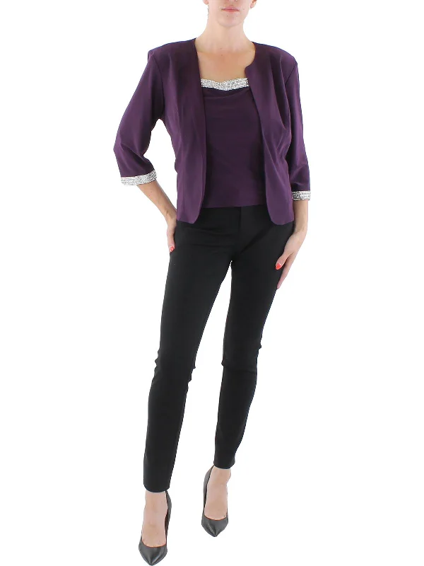 Must-Have Deals Petites Womens Knit 2PC Collarless Blazer