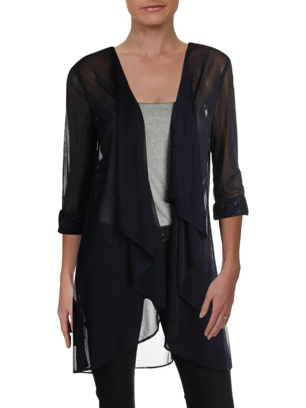 Final Clearance Petites Womens Mesh Sheer Topper Jacket