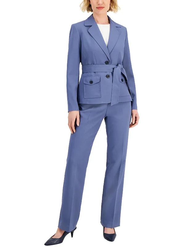 Discount Mania Petites Womens Textured 2PC Pant Suit