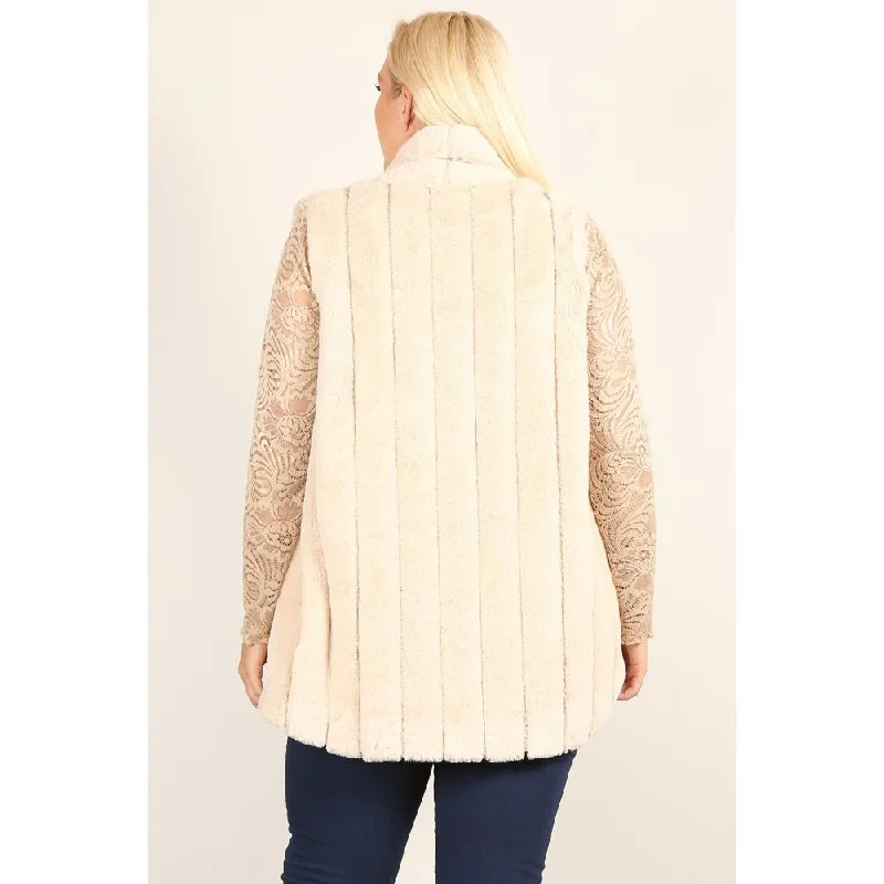 Savings Galore Plus Size Faux Fur Vest Jacket With Open Front, Hi-lo Hem, And Pockets