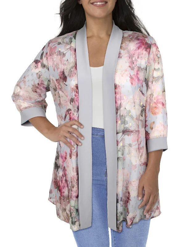 Closeout Plus Womens Chiffon Sheer Duster Blazer
