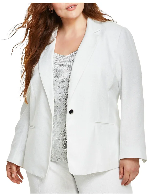 Bargain Prices Plus Womens Metallic Suit Separate One-Button Blazer