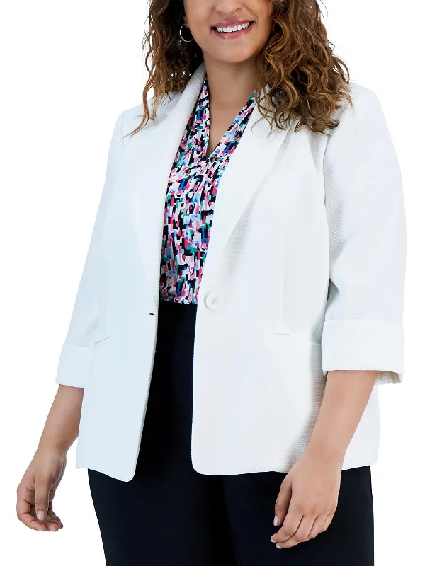 Bonus Savings Plus Womens Textured Polyester One-Button Blazer